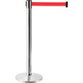 Global Industrial Retractable Belt Barrier, 40 Stainless Steel Post, 7-1/2' Red Belt, Qty 2 708413RD